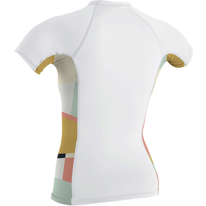 2022 O'Neill Mujer Chaleco Lycra Manga Corta Estampado Lateral 5405S - White / Jasmine